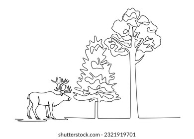 Single one line drawing Forest concept. Continuous line draw design graphic vector illustration.