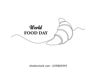 Single one line drawing fresh croissant. World food day concept. Continuous line draw design graphic vector illustration.