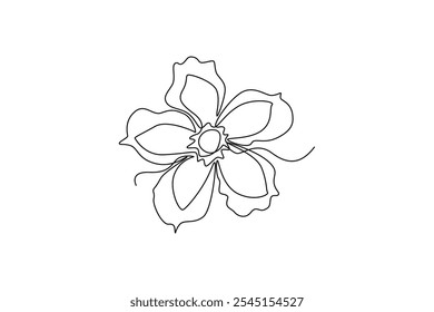 Single one line drawing of fresh beauty adenium for garden logo. Printable poster decorative desert rose flowers concept home wall decor. Modern continuous line draw design graphic vector illustration