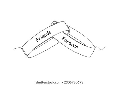 Single one line drawing friendship day concept. Continuous line draw design graphic vector illustration.