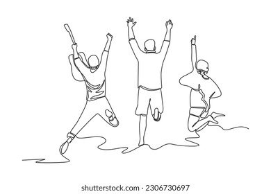 Single one line drawing friendship day concept. Continuous line draw design graphic vector illustration.