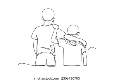 Single one line drawing friendship day concept. Continuous line draw design graphic vector illustration.