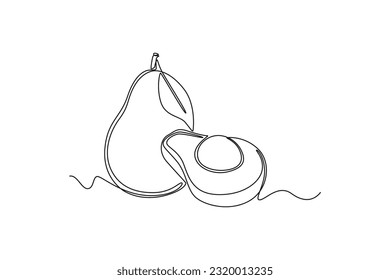 Single one line drawing fruits concept. Continuous line draw design graphic vector illustration.