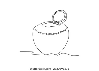Single one line drawing fruits concept. Continuous line draw design graphic vector illustration.