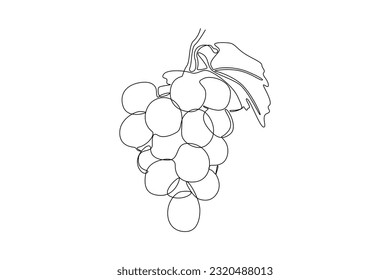 Single one line drawing fruits concept. Continuous line draw design graphic vector illustration.