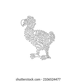 Single one line drawing of funny dodo abstract art. Continuous line draw graphic design vector illustration of cute dodo birds for icon, symbol, company logo, poster wall decor, print decor