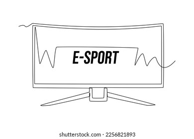 Single one line drawing game screen monitors. E-sports game concept. Continuous line draw design graphic vector illustration.