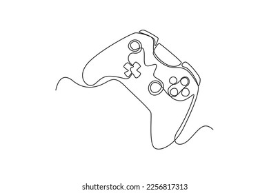 Single one line drawing gamepad from game consoles. E-sports game concept. Continuous line draw design graphic vector illustration.