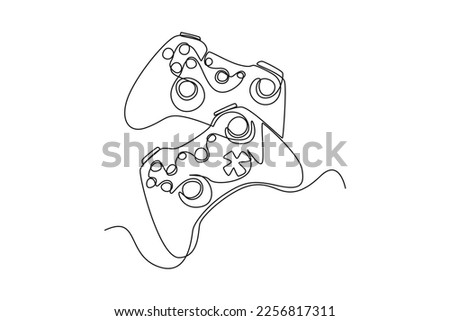 Single one line drawing gamepad from game consoles. E-sports game concept. Continuous line draw design graphic vector illustration.