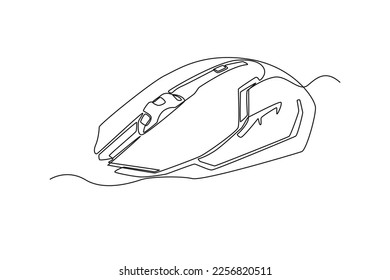 Single one line drawing a gaming mouse. E-sports game concept. Continuous line draw design graphic vector illustration.