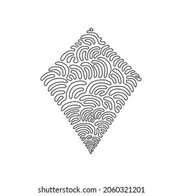 Single one line drawing geometric shapes, kite icon. Simple line, outline vector 3d figures icons for ui and ux, website or mobile application. Swirl curl style. Continuous line draw design vector