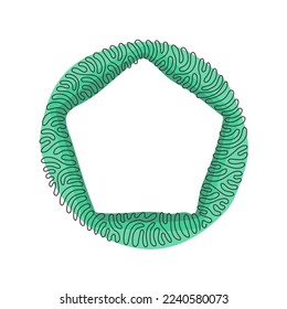 Einzelreihen zeichnen geometrische Formen, Pentagon-Symbol. Einfache Linie, Umriss Vektor 3D-Figuren Symbole für ui und ux. Schwirl-Kreis-Hintergrund-Stil. Design der kontinuierlichen Linien, Vektorgrafik