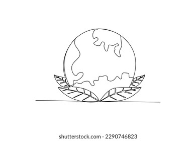 Single one line drawing globe earth. Earth day concept. Continuous line draw design graphic vector illustration.