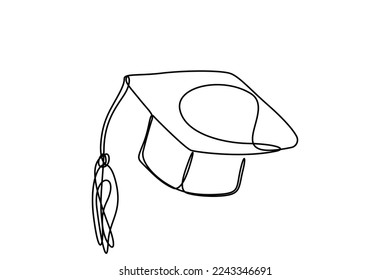 Dibujo de una sola línea de sombrero de graduación