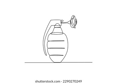 Single one line drawing granade. Anti terrorism concept. Continuous line draw design graphic vector illustration.