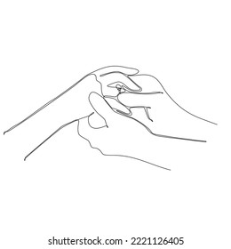 
Single one line drawing groom puts ring on finger of bride. Bride and groom make vows of loyalty on their wedding day. Marriage Ceremony Celebration Concept. Modern continuous line draw graphic desig