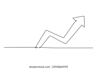 Single one line drawing growing arrow up. Success business concept. Continuous line draw design graphic vector illustration.