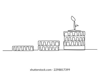 Single one line drawing growth business. Success business concept. Continuous line draw design graphic vector illustration.