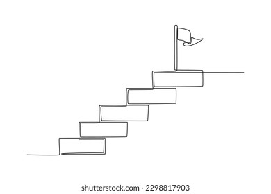 Single one line drawing Growth step to success. Success business concept. Continuous line draw design graphic vector illustration.