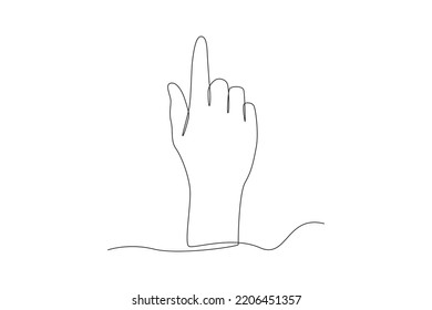 Single one line drawing hand pointing finger up. Pointing concept. Continuous line draw design graphic vector illustration.