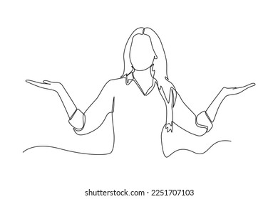 Single one line drawing happy woman celebrates women's day. Women's day  concept. Continuous line draw design graphic vector illustration.
