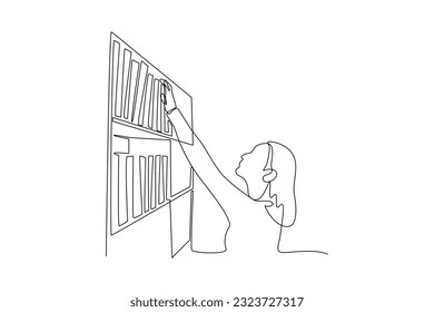 Single one line drawing happy student reading and preparing for examination. Education and leisure concept. Continuous line draw design graphic vector illustration.