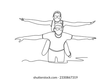 Single one line drawing Happy free people flying, floating and jumping in air. Freedom concept. Continuous line draw design graphic vector illustration.