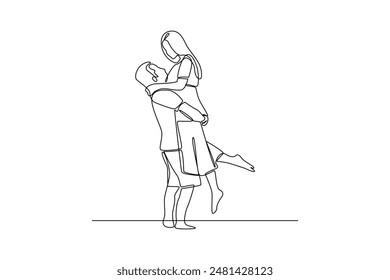 Single one line drawing of happy couples day. Couple in love spending time together. Happy family concept. Modern continuous line draw design graphic vector illustration