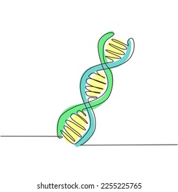 Una sola línea dibujando helix o ADN. Estilo de armazón de polietileno bajo. Concepto de biotecnología, ciencia, medicina. Tecnología e innovación en ingeniería genética. Vector gráfico de diseño de trazos de línea continua