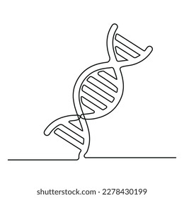 Una sola línea dibujando helix o ADN. Estilo de armazón de polietileno bajo. Concepto de biotecnología, ciencia, medicina. Tecnología e innovación en ingeniería genética. Gráfico de diseño continuo de dibujo de línea.