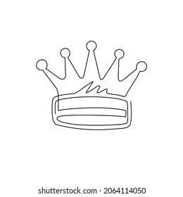 Single one line drawing heraldic symbols, royal crown icon, crown for coat of arms and blazons. Royal, luxury, vip, first class sign. Winner award. Modern continuous line draw design graphic vector