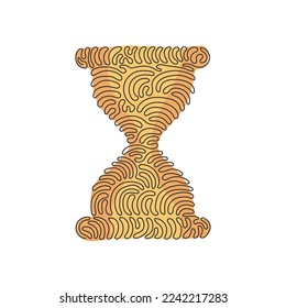 Single one line drawing hourglass flat icon. Outline symbol for website or mobile app. Sand watch thin line for design logo. Swirl curl style. Continuous line draw design graphic vector illustration