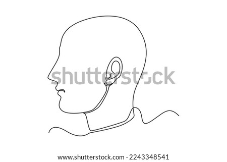 Single one line drawing human head anatomy. Human organ concept. Continuous line draw design graphic vector illustration.