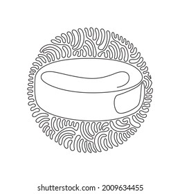 Single one line drawing ice hockey puck closeup. Ice hockey season concept, close up. Hockey Puck. Black Ice Hockey Puck. Swirl curl circle background style. Modern continuous line draw design graphic