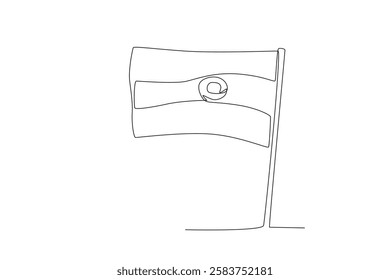 Single one line drawing Indian flag. Continuous line design vector illustration
