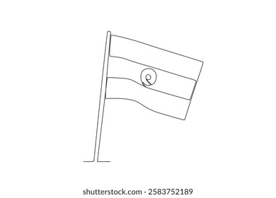 Single one line drawing Indian flag. Continuous line design vector illustration
