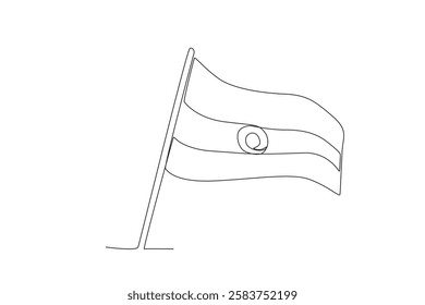 Single one line drawing Indian flag. Continuous line design vector illustration
