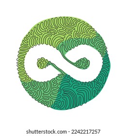 Single one line drawing infinity logo creative. Style infinity sign and lettering. Elements on black rough paper. Gradient graphic design. Swirl curl circle background style. Modern continuous vector