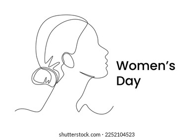 Single one line drawing international women's day design for landing page. mobile app, poster, banner and flyer. Women's day  concept. Continuous line draw design graphic vector illustration.