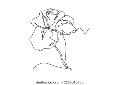 Single one line drawing iris flower. Beautiful flower concept. Continuous line draw design graphic vector illustration.