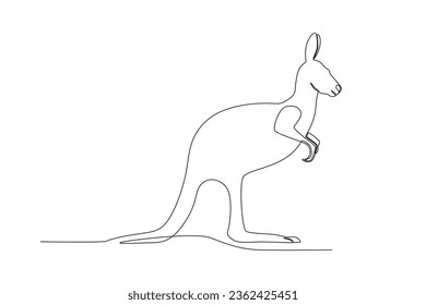 Single one line drawing of a kangaroo. Continuous line draw design graphic vector illustration.
