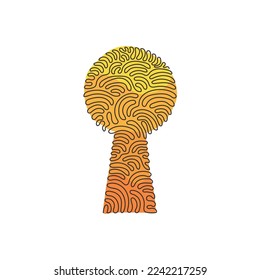 Single one line drawing keyhole outline flat icon isolated. Symbol, logo illustration for mobile concept, web design and games. Swirl curl style. Modern continuous line draw design graphic vector