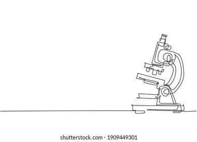Single one line drawing lab microscope to magnify bacteria size under the lens  Back to school minimalist  education concept  Continuous simple line draw style design graphic vector illustration