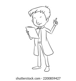 Single one line drawing little boy 