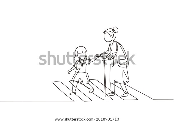 Single One Line Drawing Little Girl Stock Vector (Royalty Free) 2018901713