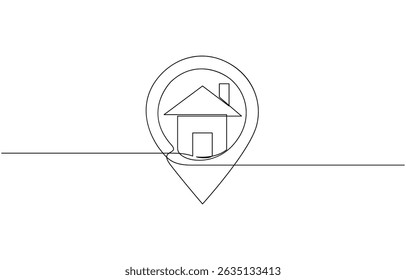 Single one line drawing location icon concept. Continuous line draw design graphic vector, Continuous line drawing of Home location map isolated on white background. - Powered by Shutterstock - Get 15% off with code: PIKWIZARD15