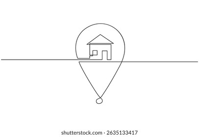 Single one line drawing location icon concept. Continuous line draw design graphic vector, Continuous line drawing of Home location map isolated on white background. - Powered by Shutterstock - Get 15% off with code: PIKWIZARD15