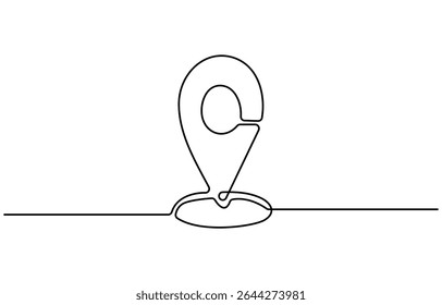 Single one line drawing location icon concept. Continuous line draw design graphic vector, Continuous line drawing of Home location map isolated on white background.