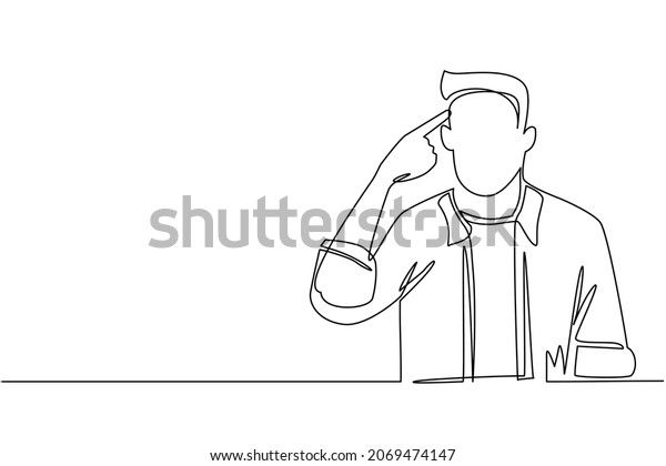 Single One Line Drawing Man Touching Stock Vector (royalty Free 