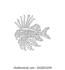 Single one line drawing of marine creature abstract art. Continuous line draw graphic design vector illustration of venomous marine fish for icon, symbol, company logo, poster wall decoration